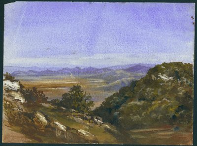 El Mahrakah y vista sobre la llanura hacia Jezreel, 1872 de Claude Conder